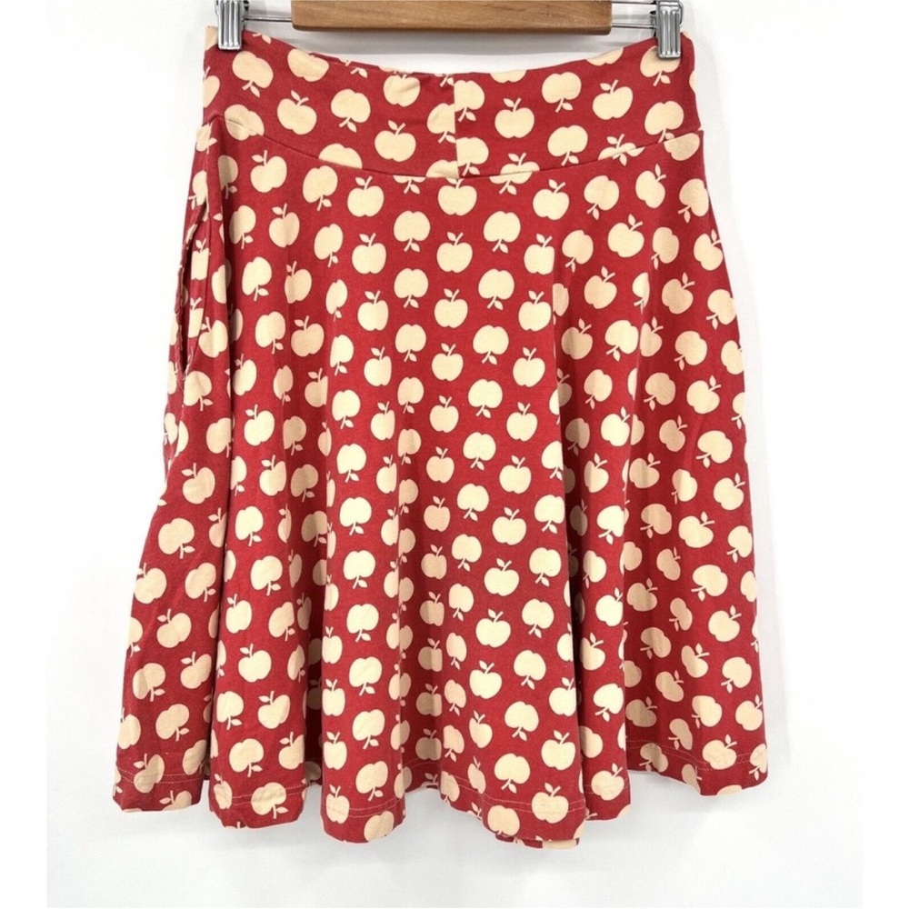 Effie’s Heart red apple skirt retro pinup novelty print - cream red stretchy L - Picture 6 of 6